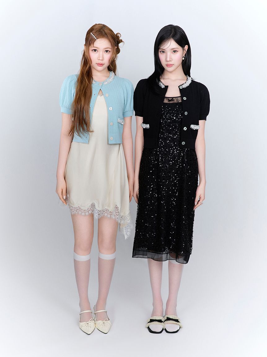 LILY BROWN「[L.B CANDY STOCK]クロップドビジューカーディガン」|カーディガン|