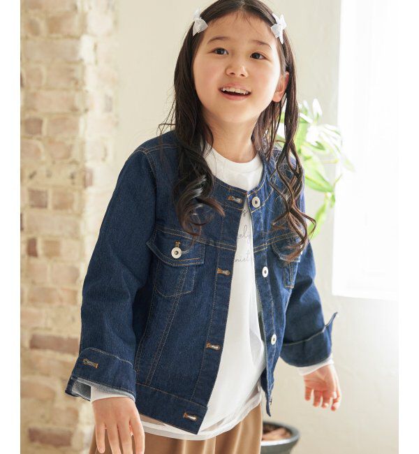 ikka kids「【親子おそろい】デニムノーカラーGジャン（110~160cm）」|その他|ダークネイビー