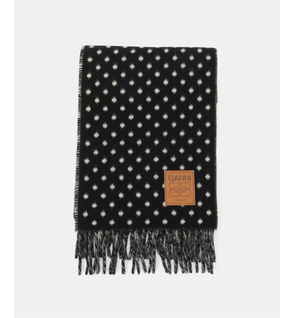 PULP「GANNI / ガニー Double Face Wool Knit Scarf」|バンダナ・スカーフ|ブラック
