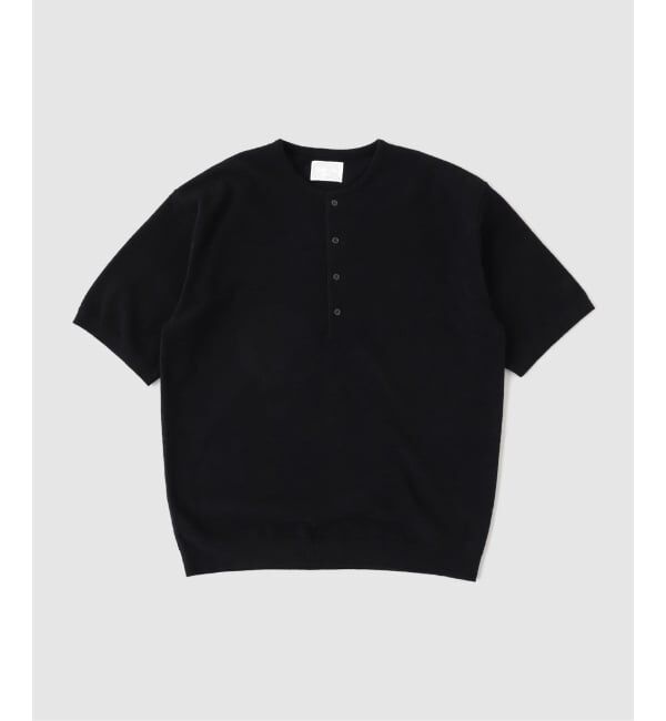 EDIFICE「《EDIFICE by PIPPIOLINO》 パイル ヘンリー ネック」|Tシャツ・カットソー|ブラック