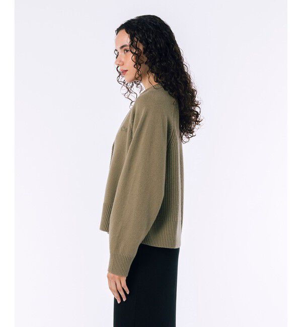 LACOSTE「編地切り替えニット クロップド丈 ショートカーディガン」|カーディガン|