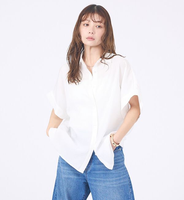 abahouse mavie「【着痩せシルエット】フレンチスリーブシャツ」|シャツ・ブラウス|