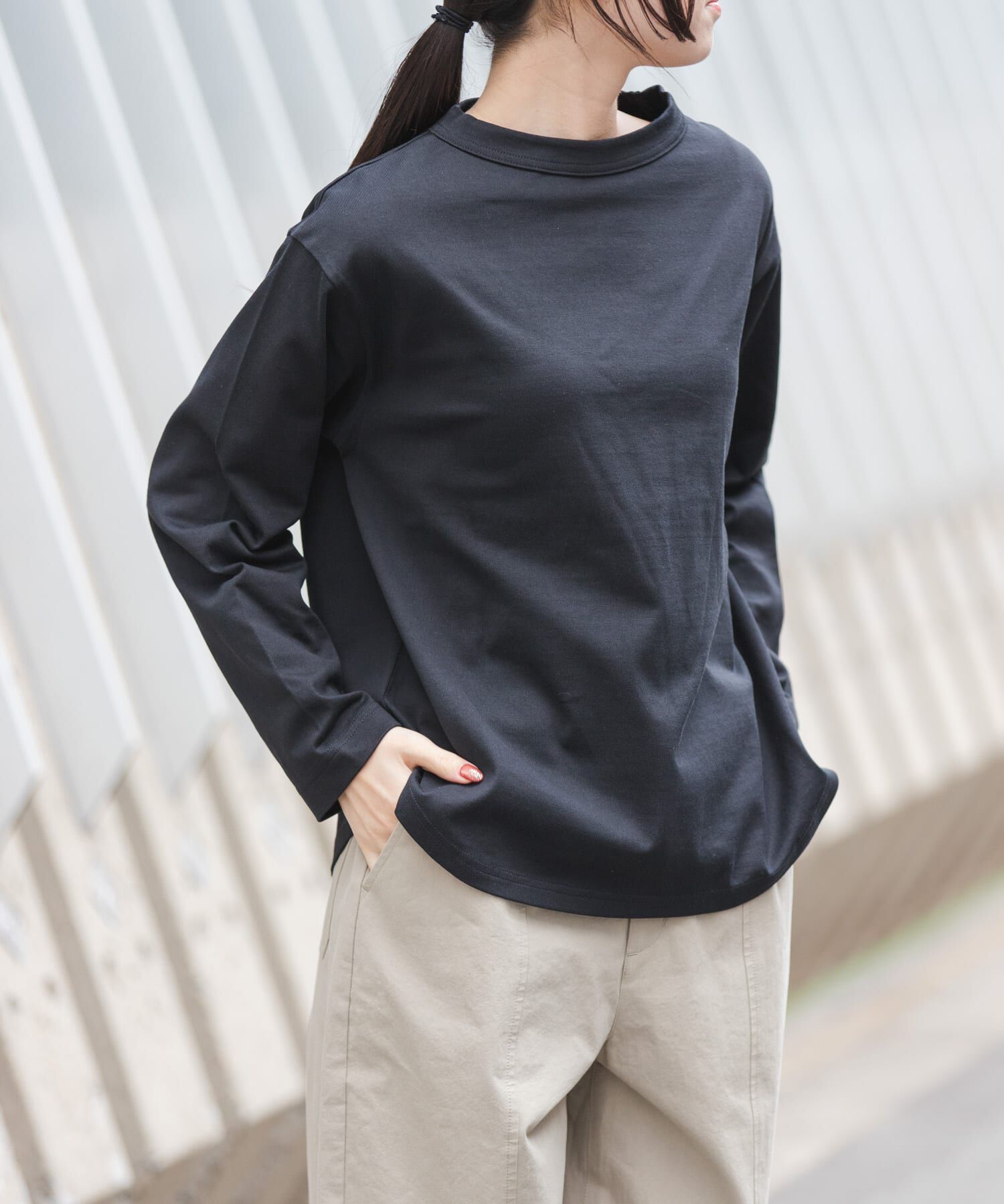 URBAN RESEARCH DOORS「FORK&SPOON　ボトルネックロングスリーブTシャツ」|Tシャツ・カットソー|ブラック