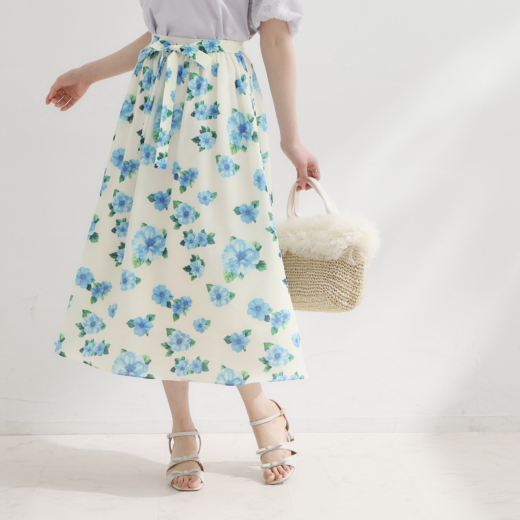 極美品✨PLEATS PLEASE 花柄　水色　花柄　ノースリーブ　メッシュ 0126-TOWEL-QUICK-DRY-