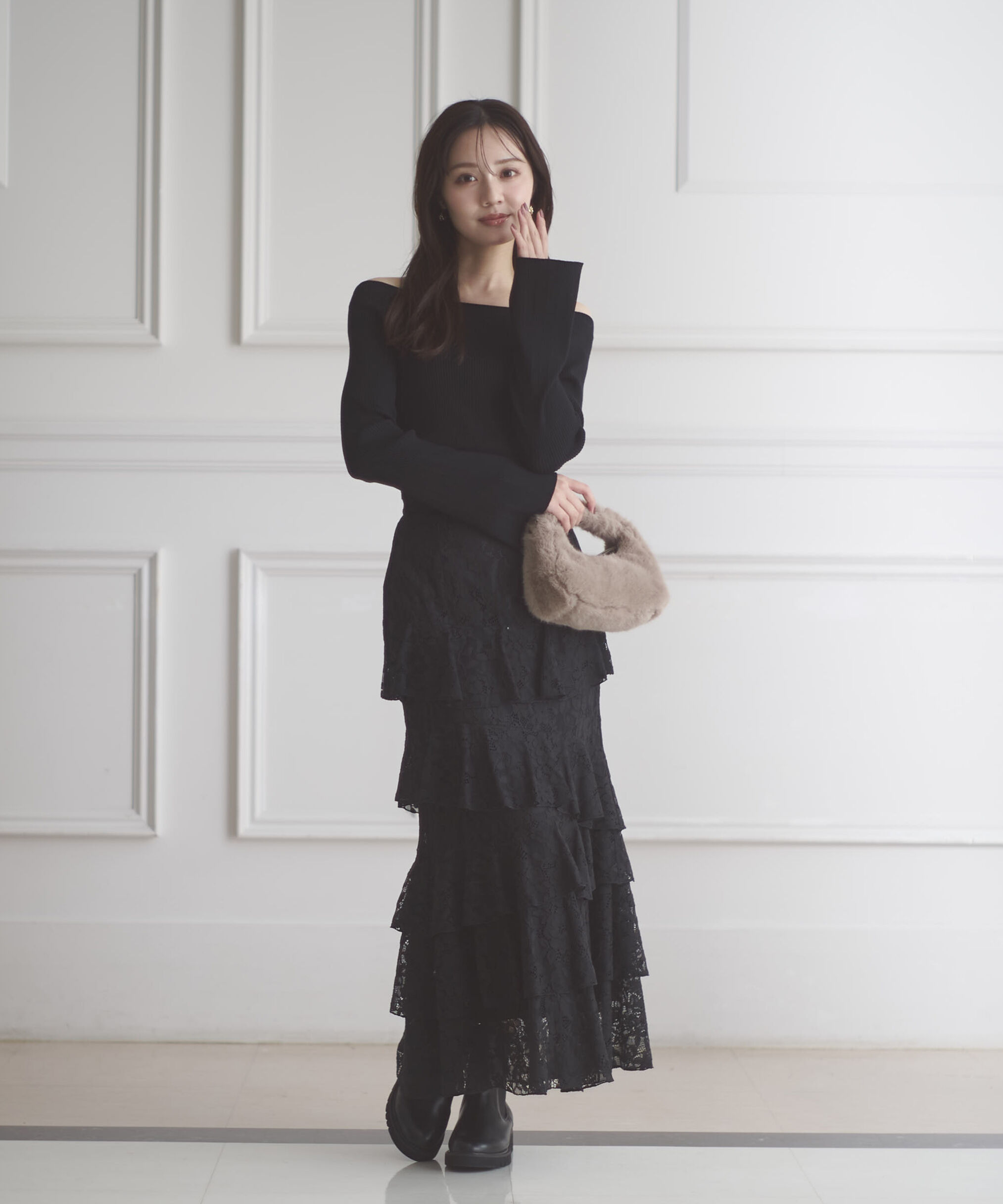 PROPORTION BODY DRESSING「ランダムティアードレーススカート」|スカート|