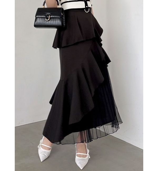 dazzlin「アシメプリーツマーメイドスカート」|スカート|ブラック