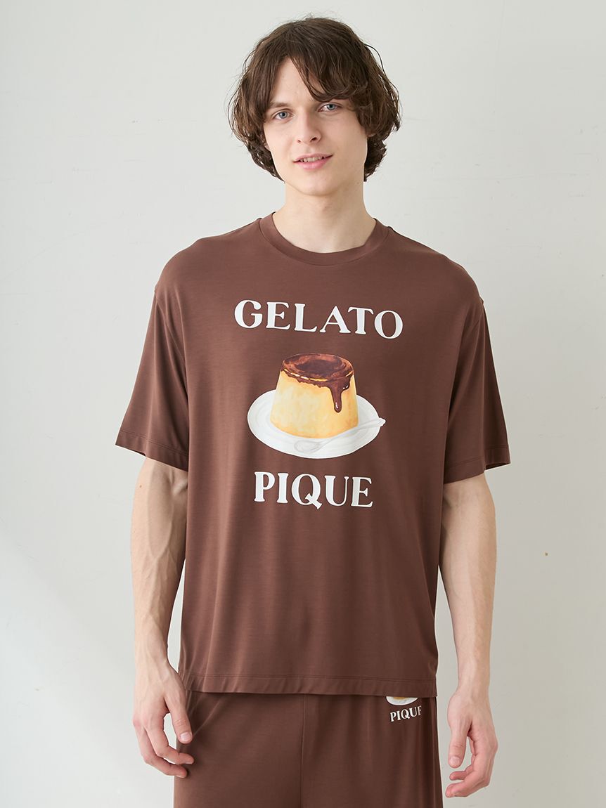 GELATO PIQUE HOMME「【ONLINE限定】【HOMME】【接触冷感】プリンワンポイントTシャツ&ハーフパンツセット」|ルームウェア|