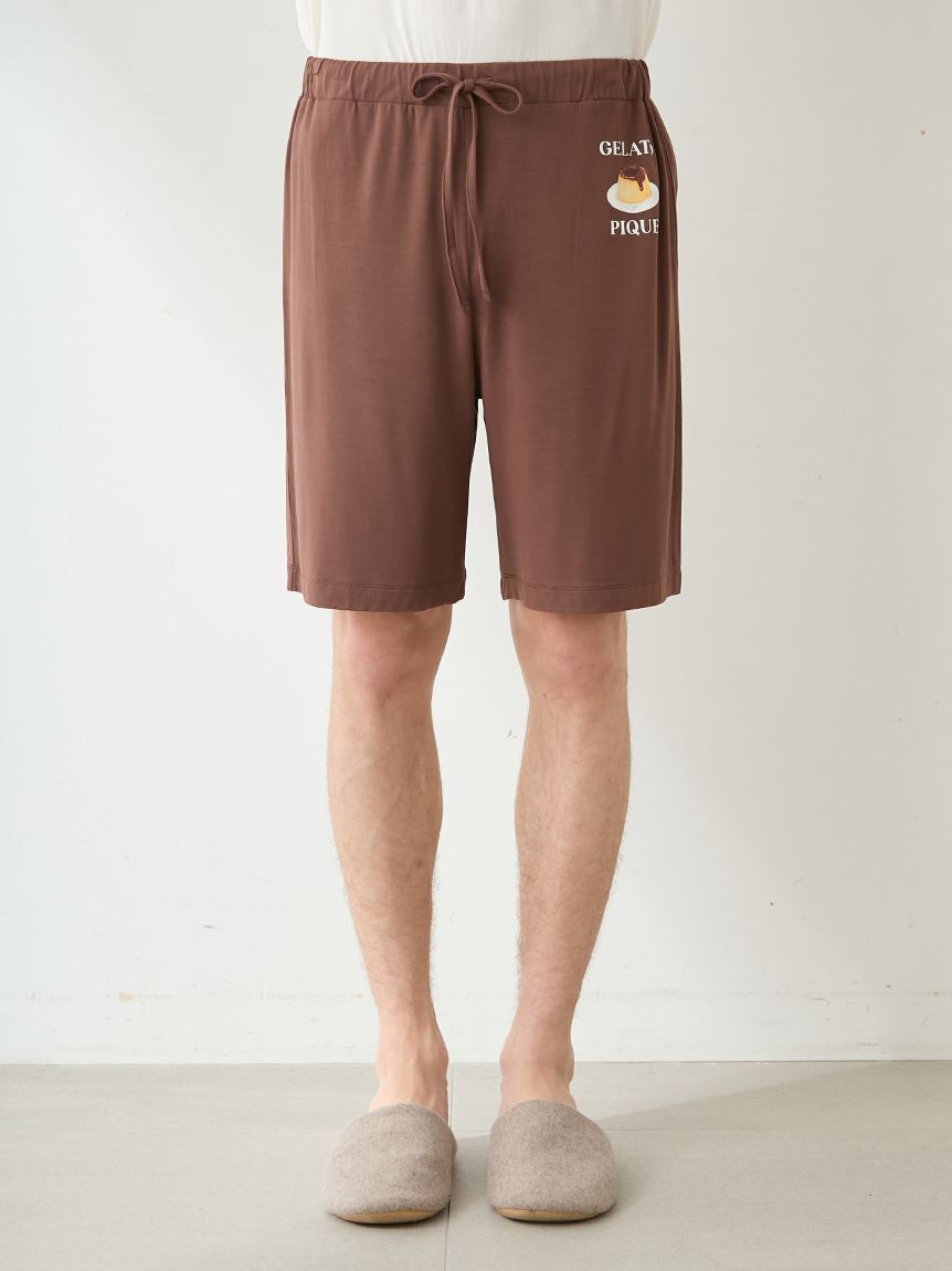 GELATO PIQUE HOMME「【ONLINE限定】【HOMME】【接触冷感】プリンワンポイントTシャツ&ハーフパンツセット」|ルームウェア|