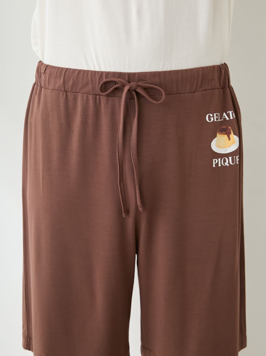 GELATO PIQUE HOMME「【ONLINE限定】【HOMME】【接触冷感】プリンワンポイントTシャツ&ハーフパンツセット」|ルームウェア|