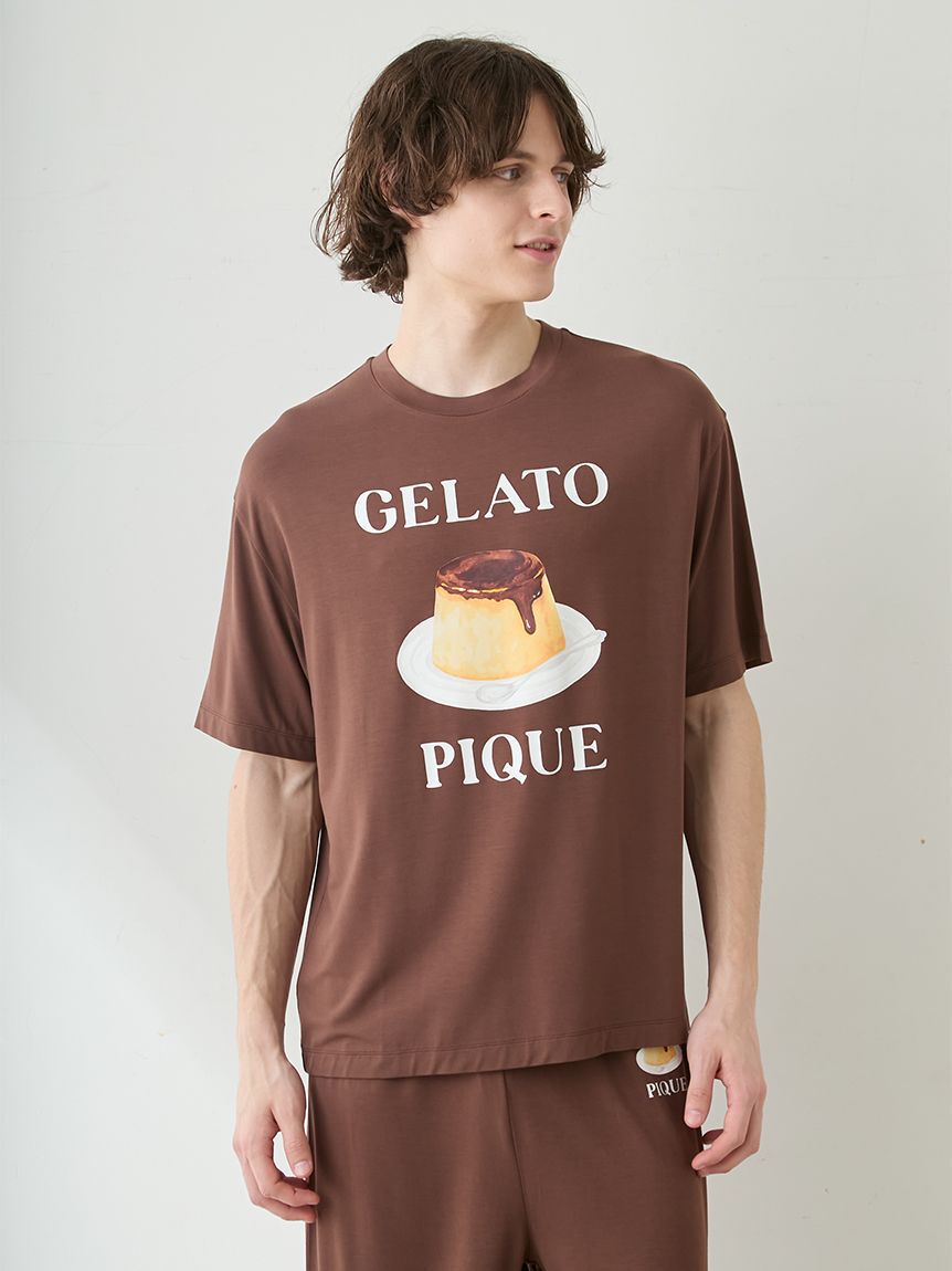 GELATO PIQUE HOMME「【ONLINE限定】【HOMME】【接触冷感】プリンワンポイントTシャツ&ハーフパンツセット」|ルームウェア|
