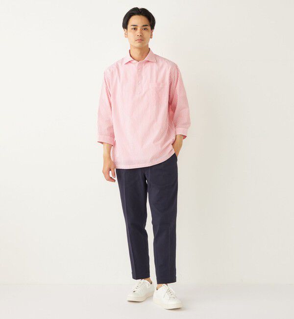 SHIPS Colors 「SHIPS Colors:〈洗濯機可能〉シアーサッカー スキッパー 7分袖 シャツ」|シャツ・ブラウス|