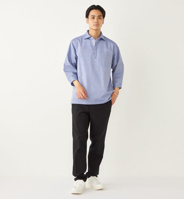 SHIPS Colors 「SHIPS Colors:〈洗濯機可能〉シアーサッカー スキッパー 7分袖 シャツ」|シャツ・ブラウス|