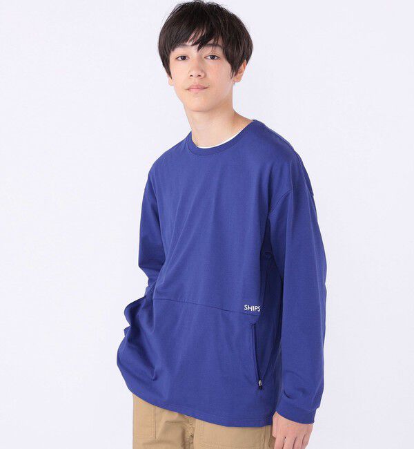SHIPS KIDS「SHIPS KIDS:140～160cm /ファスナー ポケット付き ロング スリーブ Tシャツ」|Tシャツ・カットソー|