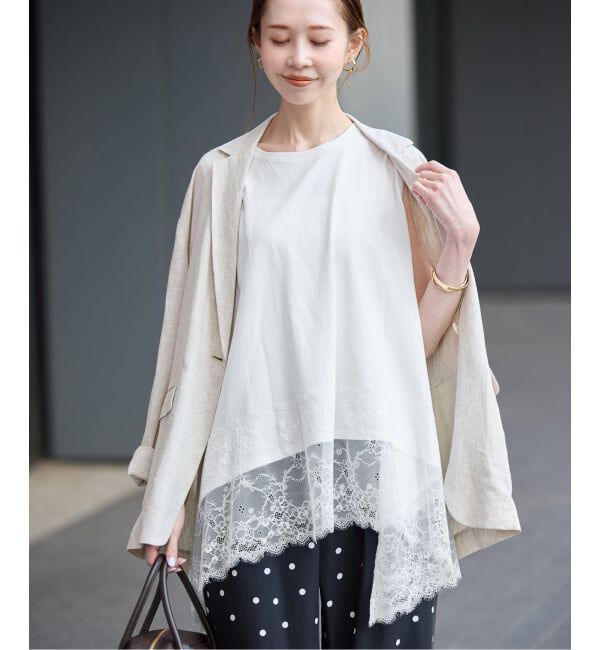 SLOBE IENA「レースコンビノースリカットソー」|Tシャツ・カットソー|