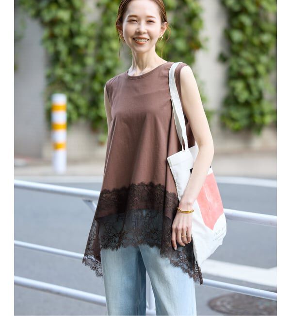 SLOBE IENA「レースコンビノースリカットソー」|Tシャツ・カットソー|