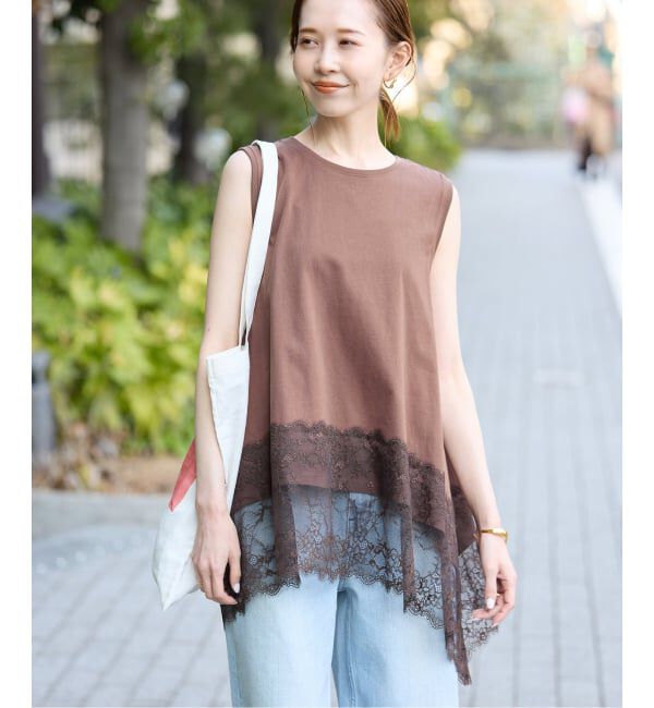SLOBE IENA「レースコンビノースリカットソー」|Tシャツ・カットソー|
