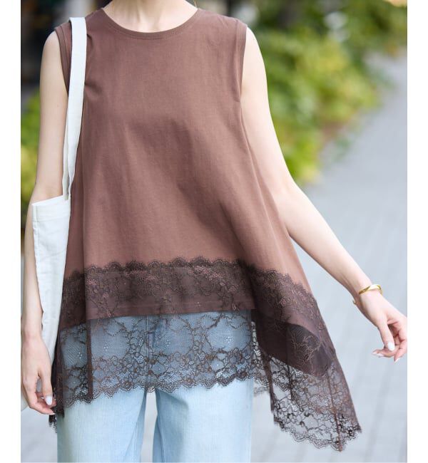SLOBE IENA「レースコンビノースリカットソー」|Tシャツ・カットソー|