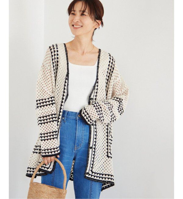 JOURNAL STANDARD relume「《追加5》クロシェラインVネックカーディガン」|カーディガン|