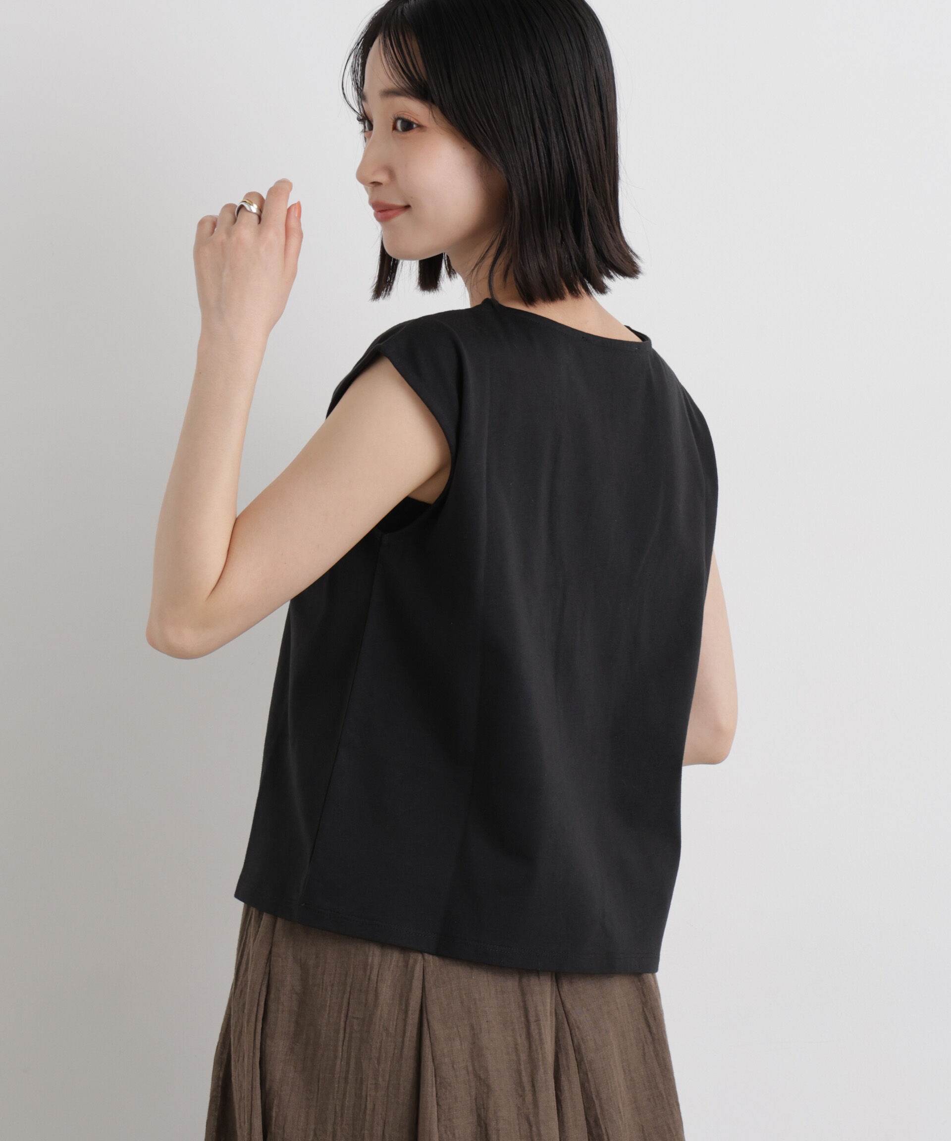 nano･universe「チュールギャザーブラウス&カットトップス アンサンブルセット」|Tシャツ・カットソー|