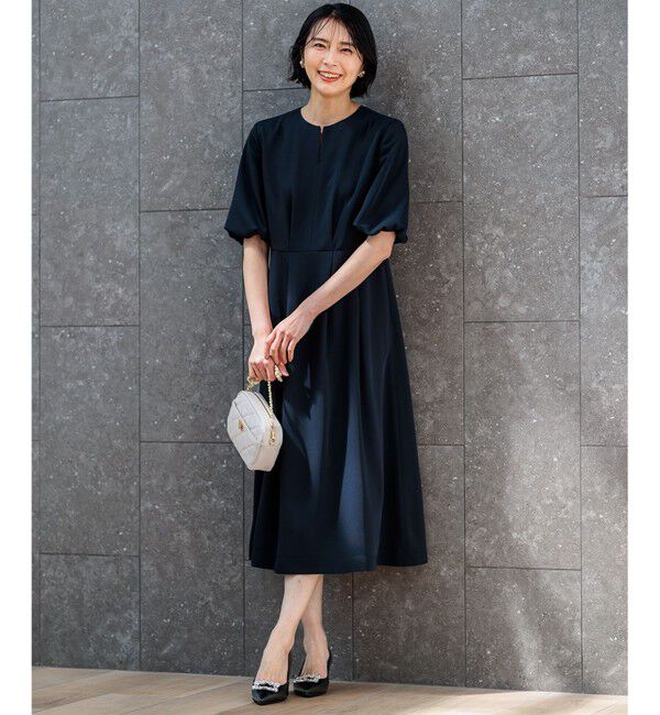 23区「【洗える】エフォートレスダブルクロス バルーンスリーブ ワンピース」|ワンピース|