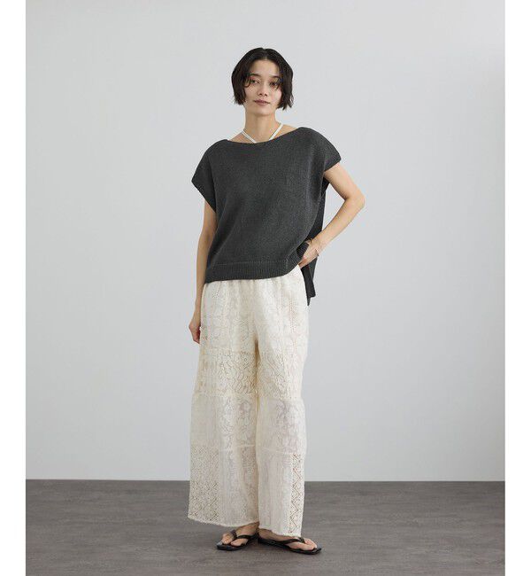SALON adam et rope'「ペーパーヤーンフレンチスリーブプルオーバー［手洗い可/和紙素材］」|Tシャツ・カットソー|