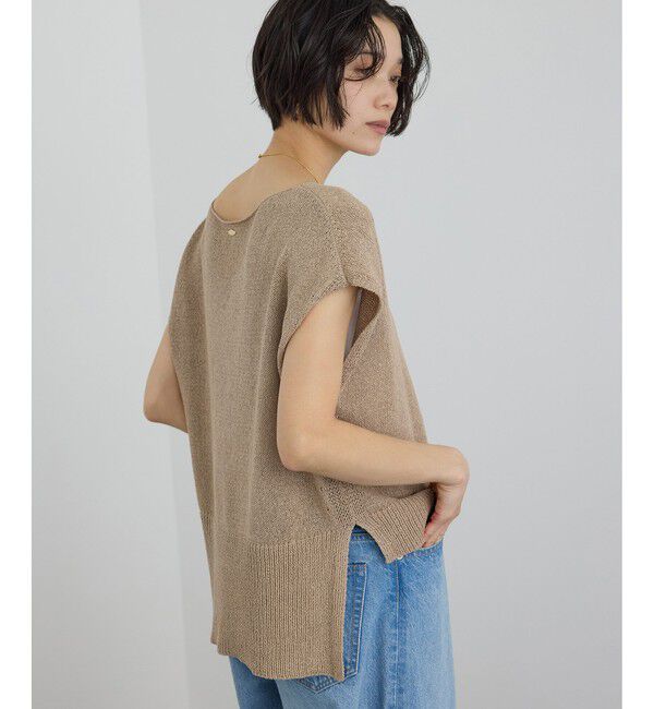 SALON adam et rope'「ペーパーヤーンフレンチスリーブプルオーバー［手洗い可/和紙素材］」|Tシャツ・カットソー|