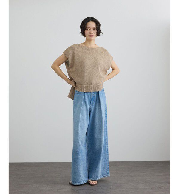 SALON adam et rope'「ペーパーヤーンフレンチスリーブプルオーバー［手洗い可/和紙素材］」|Tシャツ・カットソー|