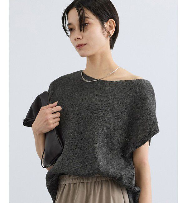 SALON adam et rope'「ペーパーヤーンフレンチスリーブプルオーバー［手洗い可/和紙素材］」|Tシャツ・カットソー|
