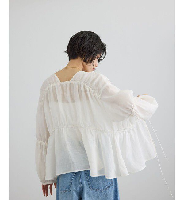 SALON adam et rope'「【WEB限定】シアーラミーカルゼギャザーブラウス / イージーケア」|シャツ・ブラウス|