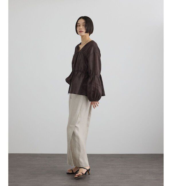 SALON adam et rope'「【WEB限定】シアーラミーカルゼギャザーブラウス / イージーケア」|シャツ・ブラウス|
