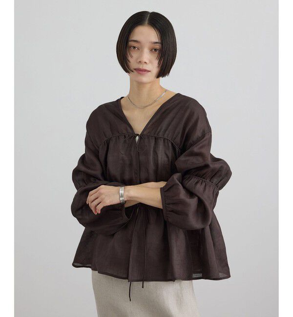 SALON adam et rope'「【WEB限定】シアーラミーカルゼギャザーブラウス / イージーケア」|シャツ・ブラウス|