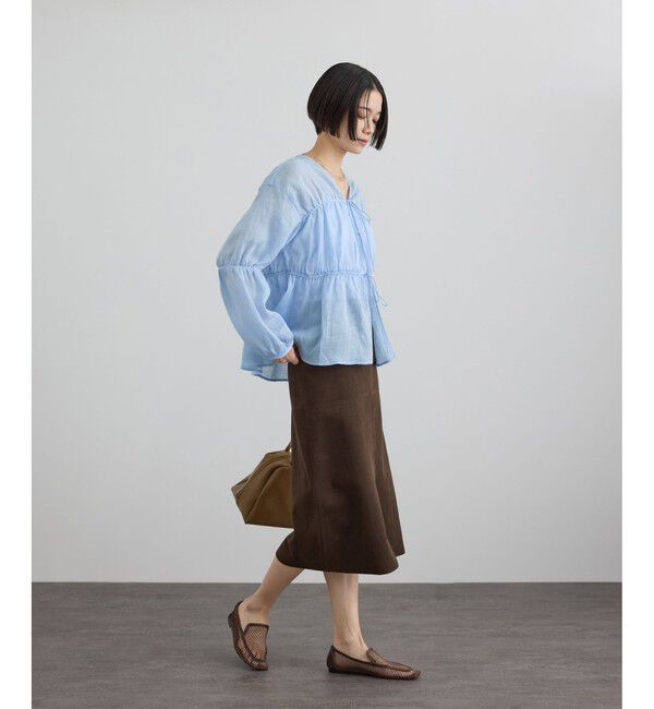 SALON adam et rope'「【WEB限定】シアーラミーカルゼギャザーブラウス / イージーケア」|シャツ・ブラウス|