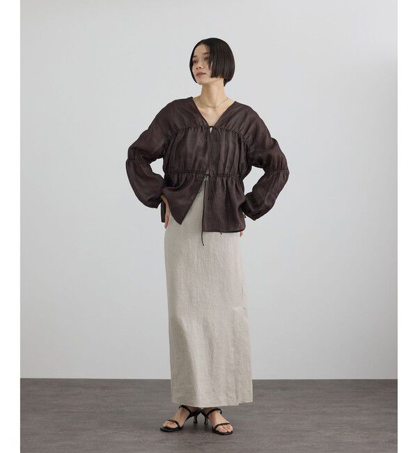 SALON adam et rope'「【WEB限定】シアーラミーカルゼギャザーブラウス / イージーケア」|シャツ・ブラウス|