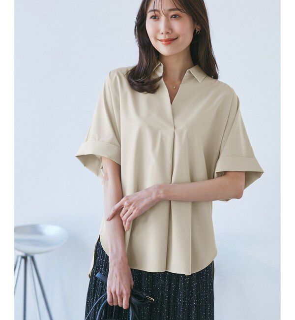 Rope&rsquo;Picnic「【UVカット・接触冷感・イージーケア】スキッパーシャツブラウス」|シャツ・ブラウス|