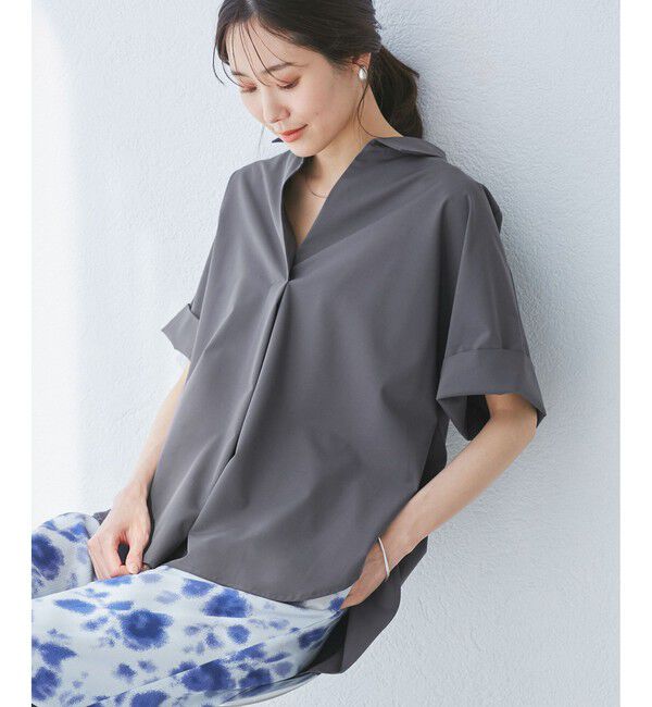 Rope&rsquo;Picnic「【UVカット・接触冷感・イージーケア】スキッパーシャツブラウス」|シャツ・ブラウス|
