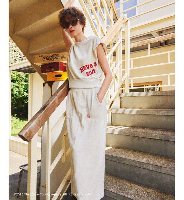 Rope&rsquo;Picnic「【Coca-Cola】【汗染み加工・セットアップ対応】ラメ入りミニ裏毛フレンチスリーブTシャツ」|Tシャツ・カットソー|