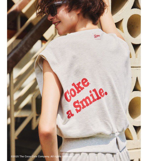Rope&rsquo;Picnic「【Coca-Cola】【汗染み加工・セットアップ対応】ラメ入りミニ裏毛フレンチスリーブTシャツ」|Tシャツ・カットソー|グレーサブ(09)