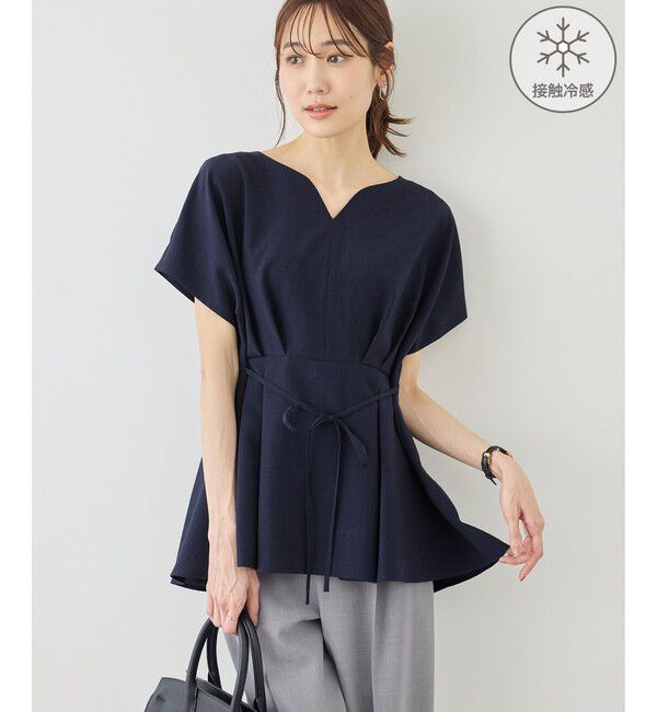Rope&rsquo;Picnic「ハートネックブラウス/接触冷感」|シャツ・ブラウス|ネイビー(40)