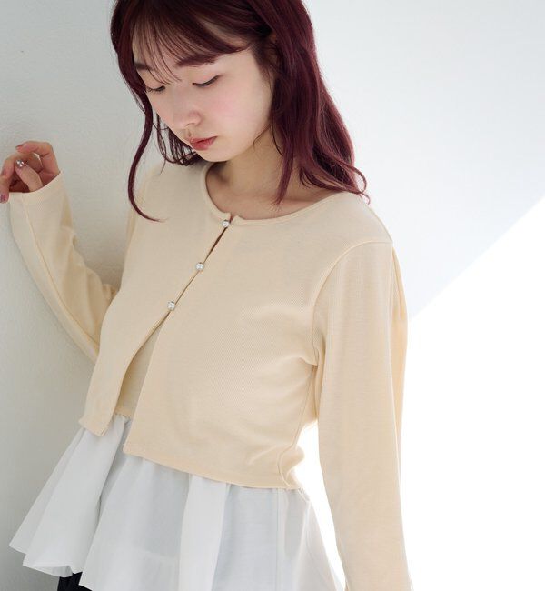 「【ボーダー&無地】バルーンキャミカーデSET」|Tシャツ・カットソー|