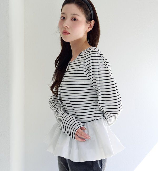  「【ボーダー&無地】バルーンキャミカーデSET」|Tシャツ・カットソー|