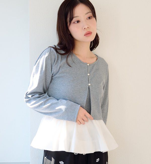  「【ボーダー&無地】バルーンキャミカーデSET」|Tシャツ・カットソー|