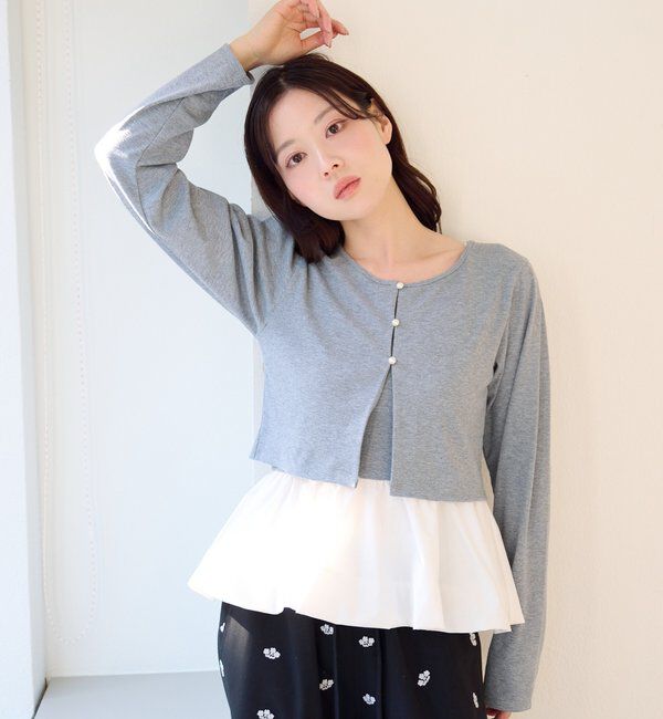  「【ボーダー&無地】バルーンキャミカーデSET」|Tシャツ・カットソー|