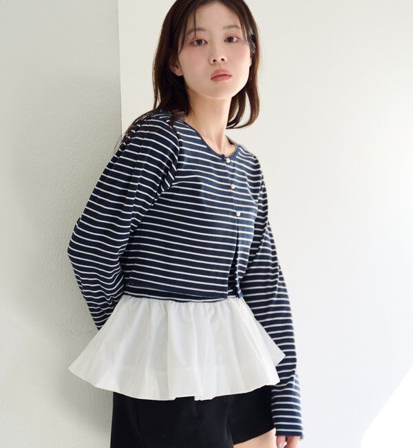  「【ボーダー&無地】バルーンキャミカーデSET」|Tシャツ・カットソー|