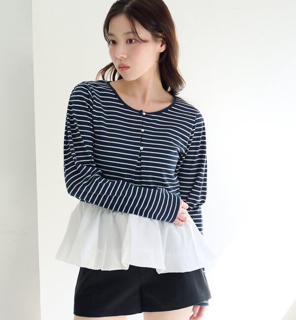  「【ボーダー&無地】バルーンキャミカーデSET」|Tシャツ・カットソー|