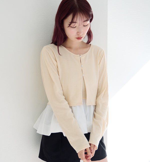  「【ボーダー&無地】バルーンキャミカーデSET」|Tシャツ・カットソー|