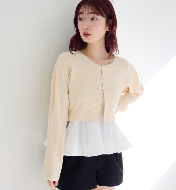  「【ボーダー&無地】バルーンキャミカーデSET」|Tシャツ・カットソー|