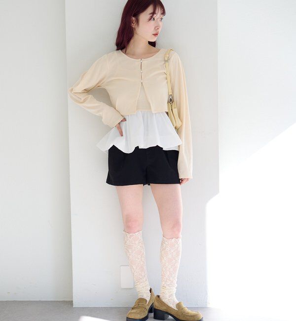  「【ボーダー&無地】バルーンキャミカーデSET」|Tシャツ・カットソー|