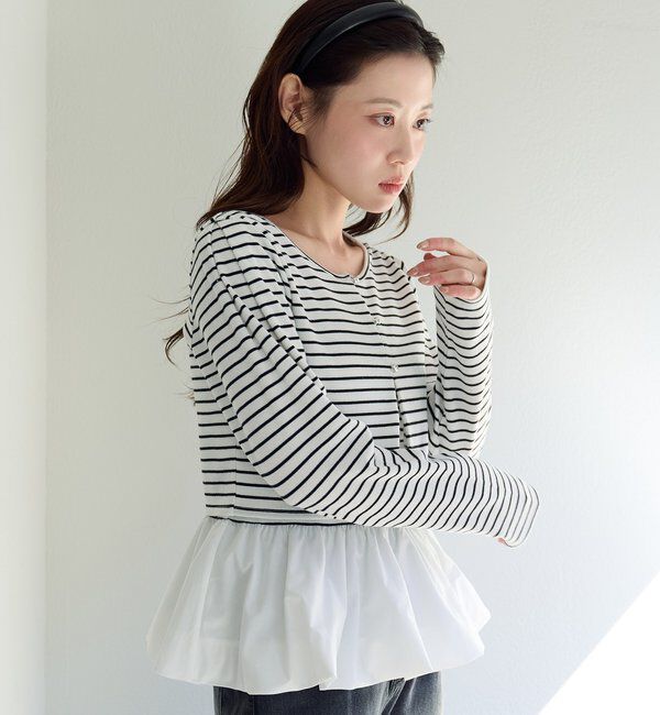  「【ボーダー&無地】バルーンキャミカーデSET」|Tシャツ・カットソー|