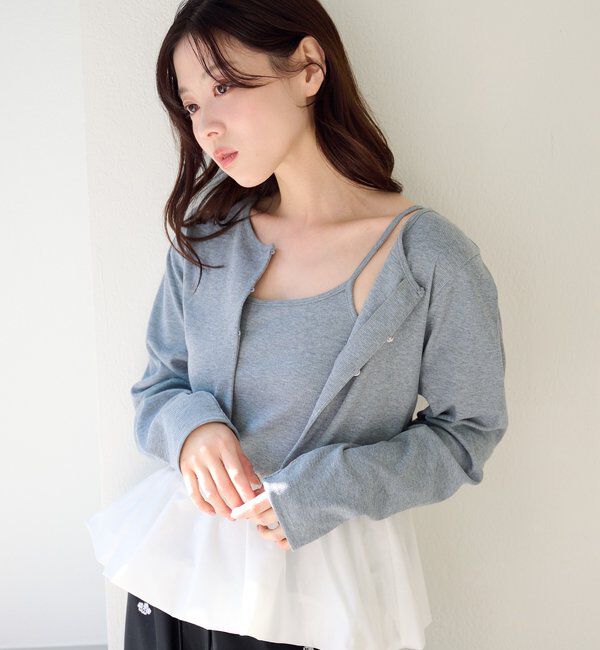  「【ボーダー&無地】バルーンキャミカーデSET」|Tシャツ・カットソー|