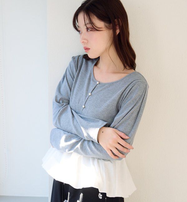  「【ボーダー&無地】バルーンキャミカーデSET」|Tシャツ・カットソー|